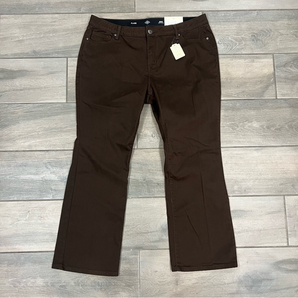 NWT! St. John’s Bay Brown Flare Bottom Mid Rise Cotton Pants Women’s US 20W